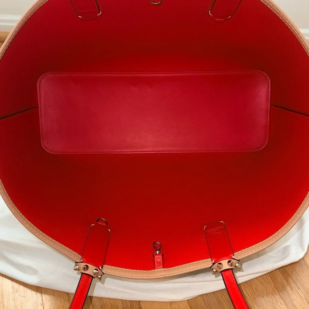 Christian Louboutin Tan and Red Studded Tote w/o wristlet - Picture 5 of 16